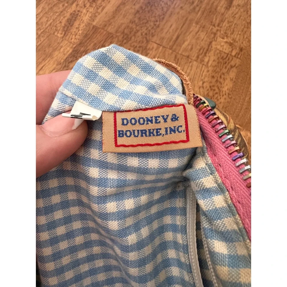 Dooney & Bourke Plaid Coated Canvas Barrel Bag Multicolor Scalloped Trim Satchel